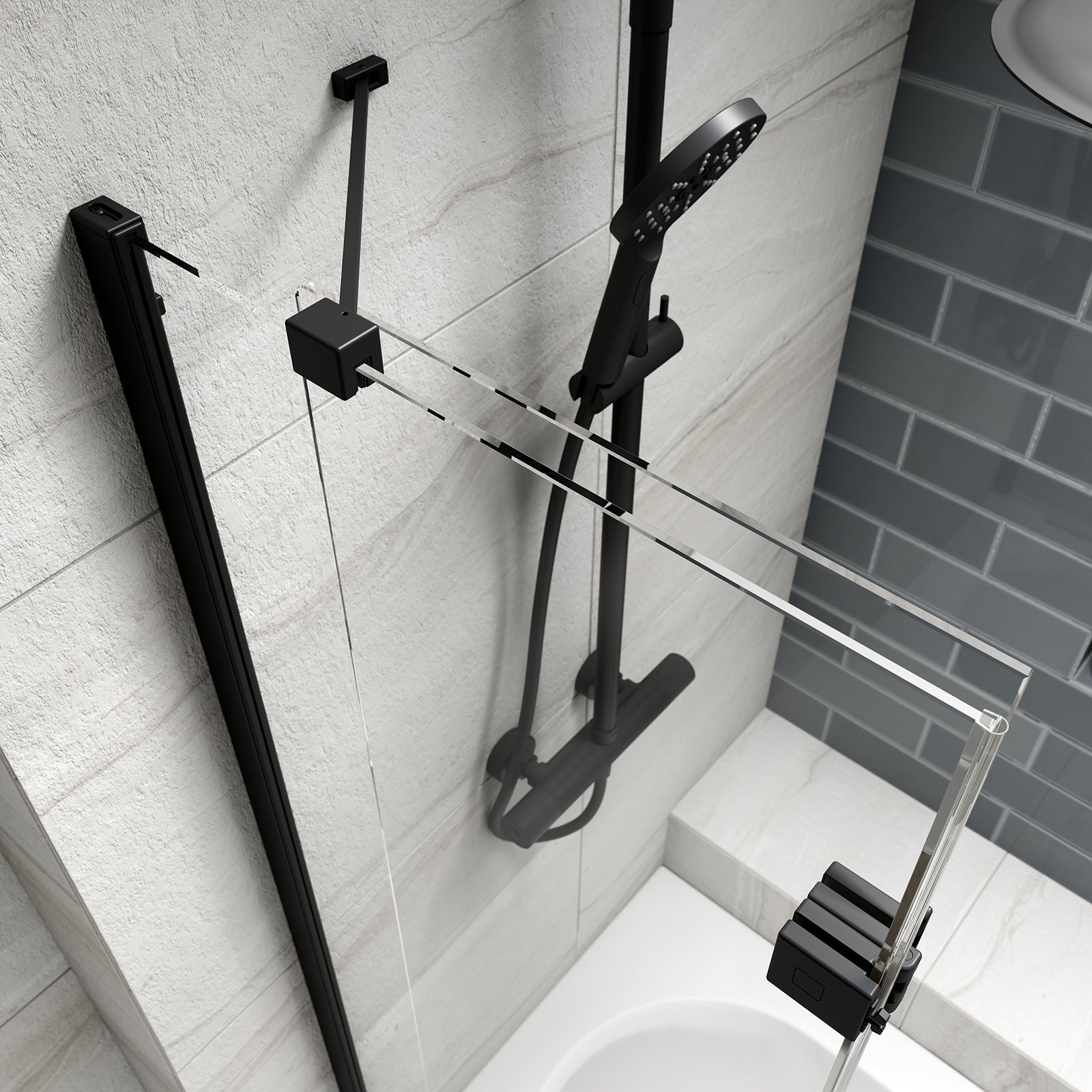 Kudos Inspire 2 Panel In-Fold Bath Screen - Left Hand - Matt Black