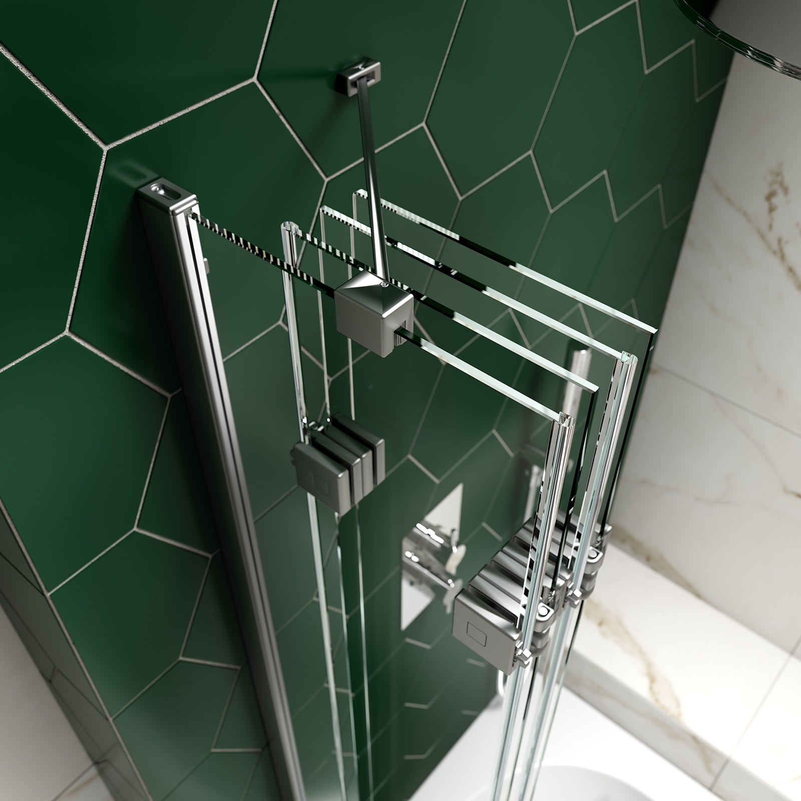 Kudos Inspire 4 Panel Compact Bath Screen - Left Hand - Chrome