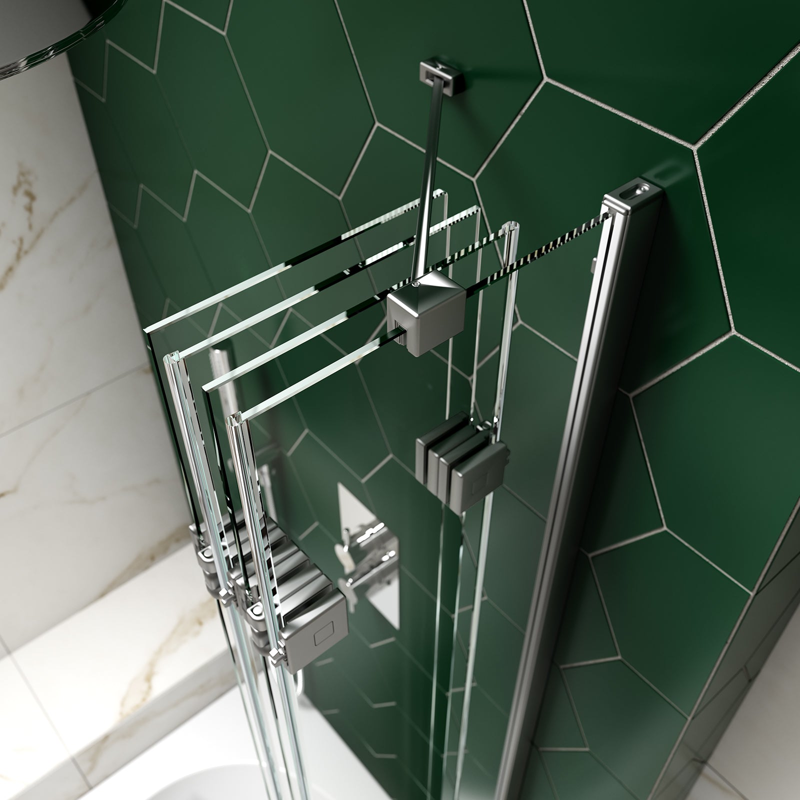 Kudos Inspire 4 Panel Compact Bath Screen - Right Hand - Chrome
