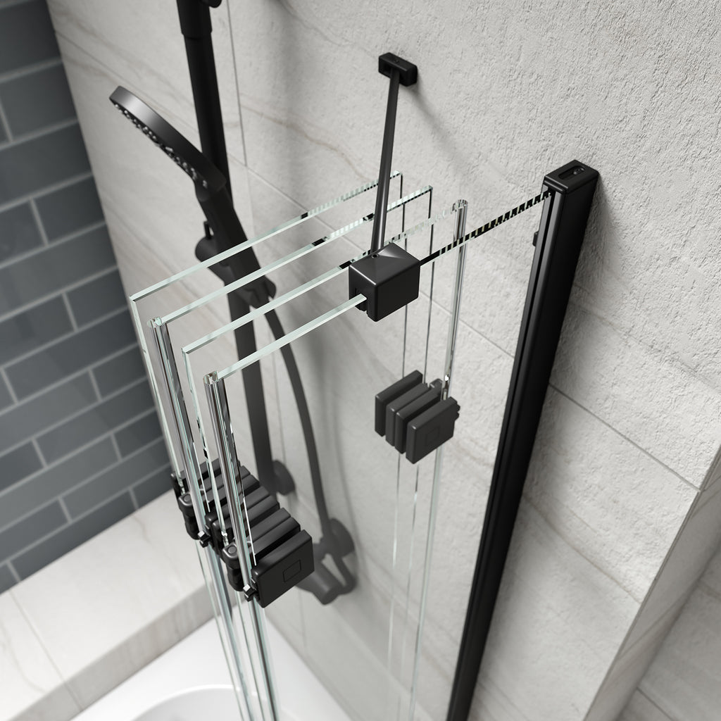 Kudos Inspire 4 Panel Compact Bath Screen - Right Hand - Matt Black