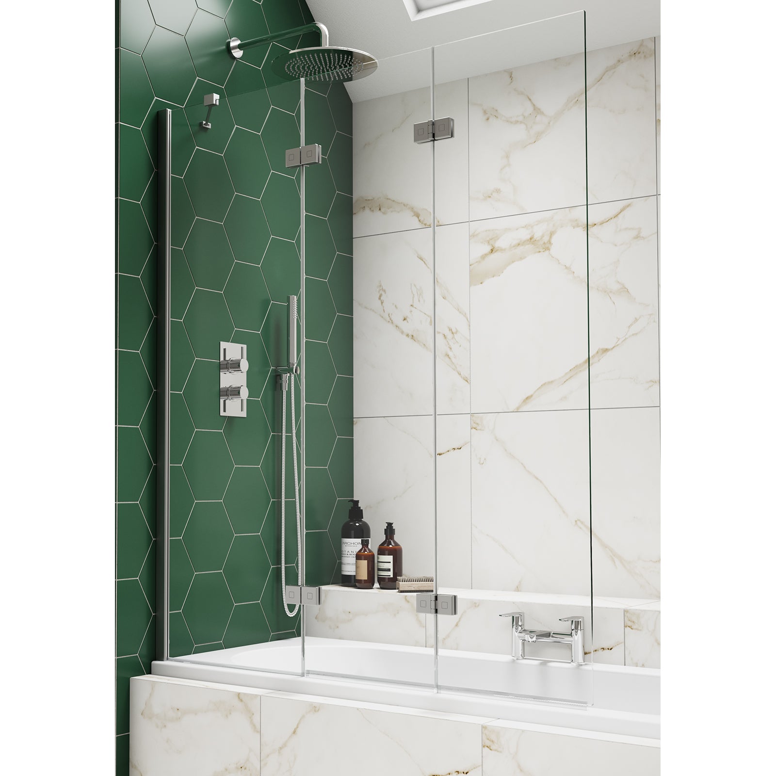 Kudos Inspire 3 Panel Bath Screen - Left Hand - Chrome