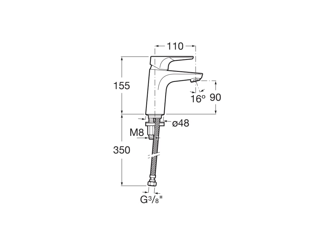 Roca Atlas Basin Mixer with Smooth Body