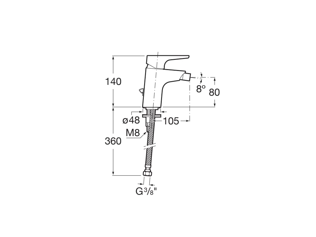 Roca Atlas Bidet Mixer with Chain Connector