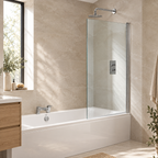 Genesis 800mm Square Bath Screen - Silver Frame