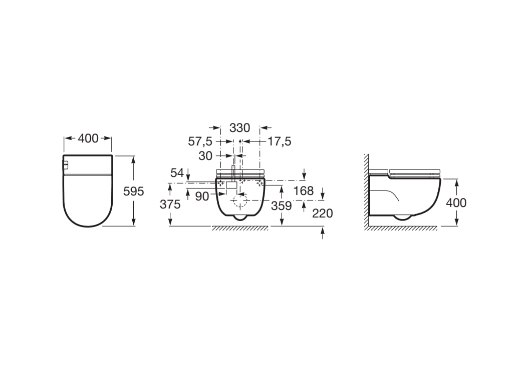 Roca IN-TANK - Wall Hung Toilet with Integrated Cistern - Includes "I" type support for solid walls