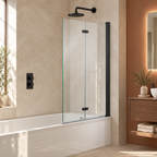 Genesis Deluxe 2-Fold Bath Screen - Matt Black Frame