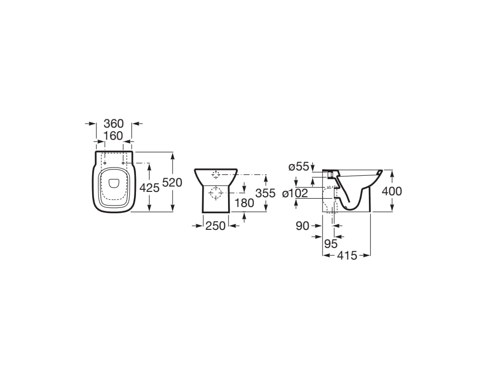 Roca Debba Square Back to Wall Pan