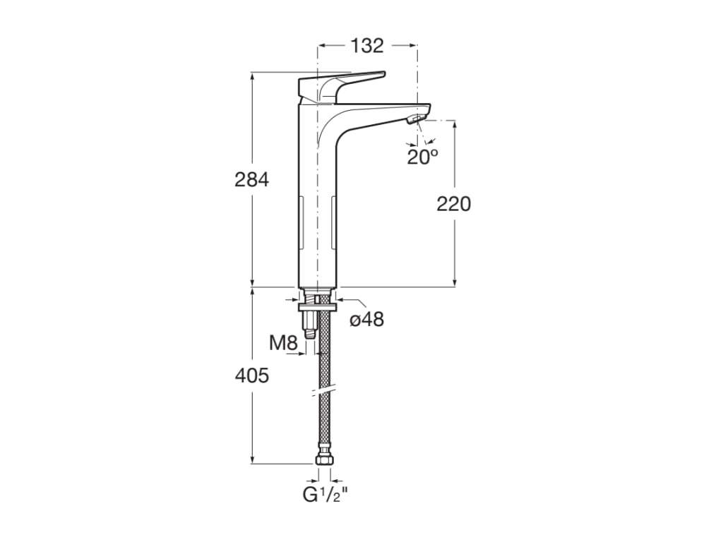 Roca Atlas Extended Basin Mixer with Smooth Body