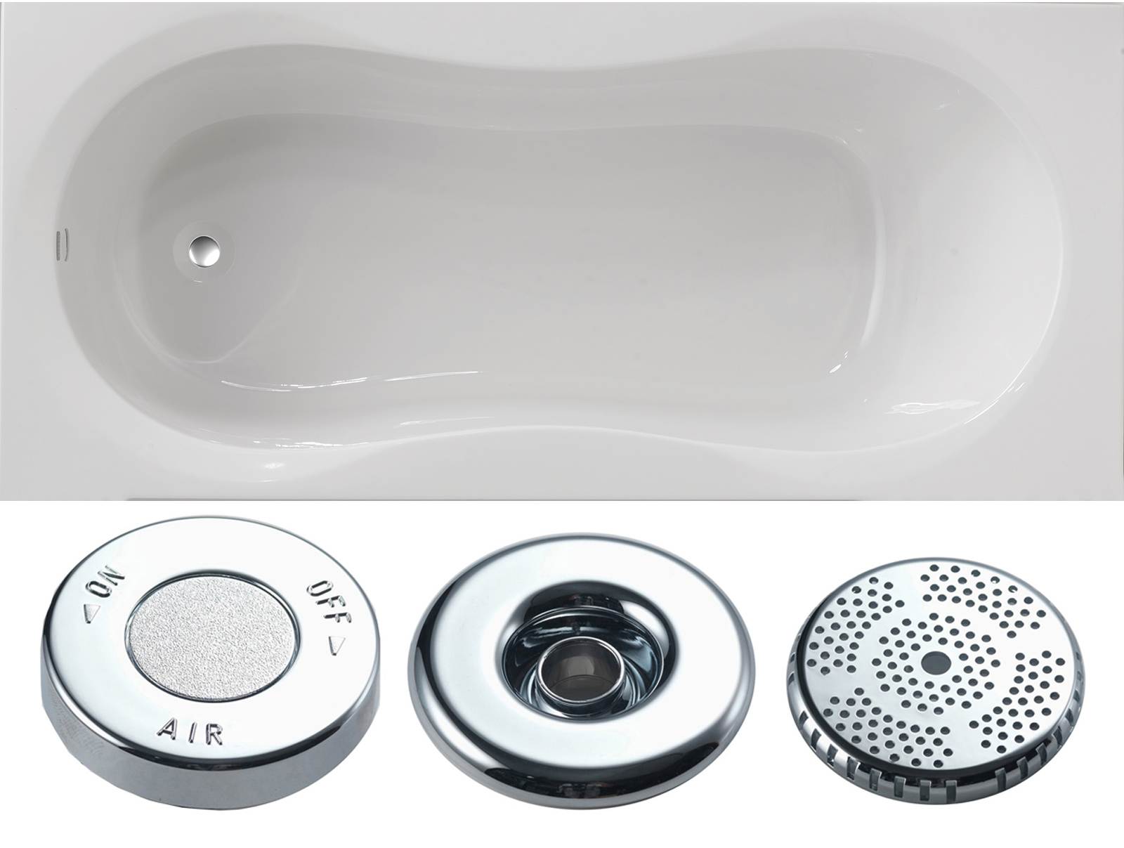 Alabama 1700 x 750mm Single Ended Whirlpool Bath - Option 1