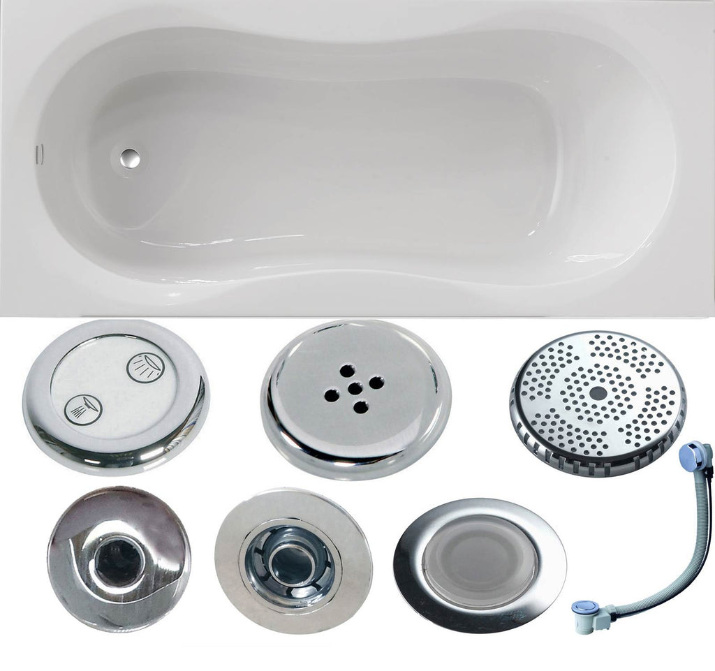 Alabama 1700 x 750mm Single Ended Whirlpool Bath - Option 6