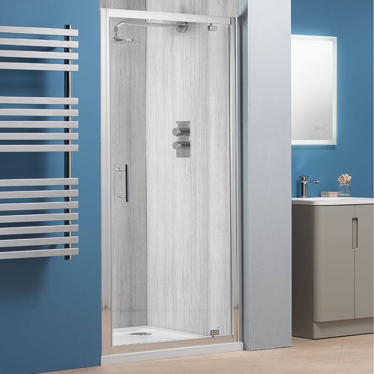 Alpha 6mm Pivot Doors - Silver