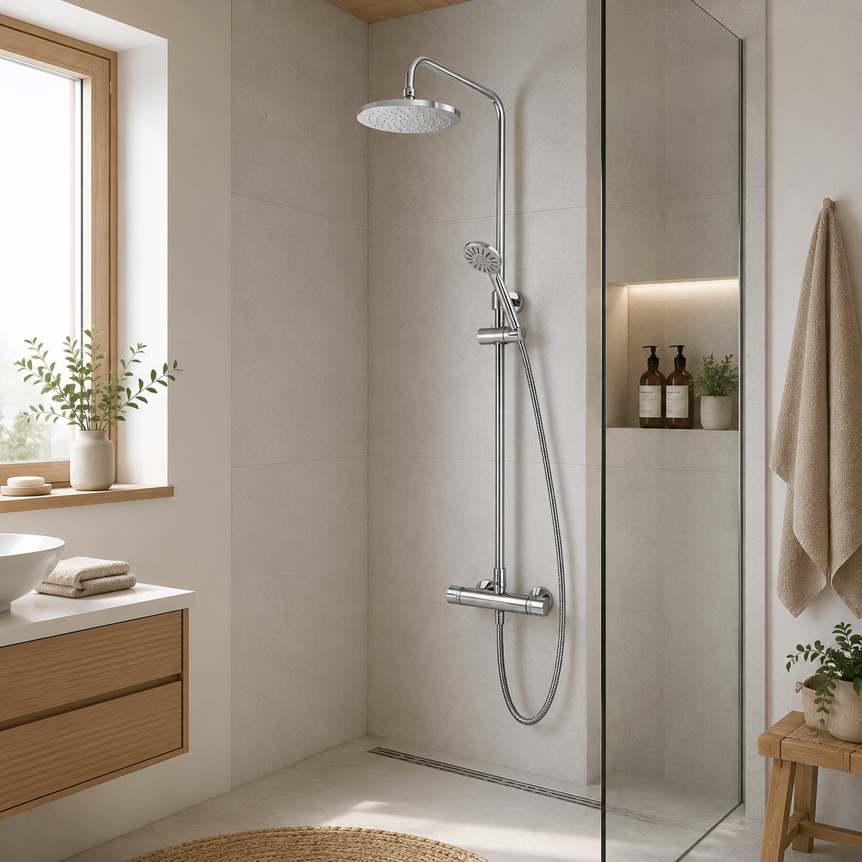 Aqualisa AQ150BAR2 Thermostatic Mixer Shower with Drencher Head & Handset