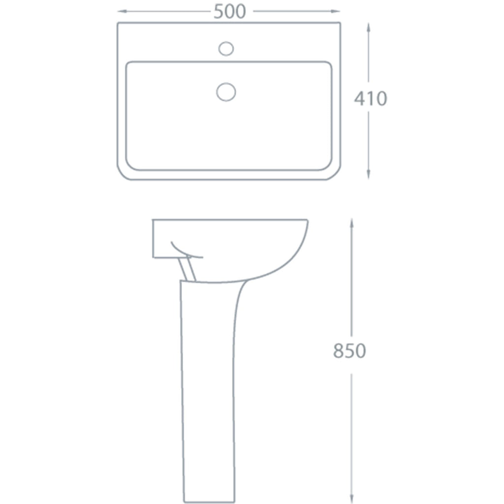 Arizona 500 1 Tap Hole Basin and Pedestal