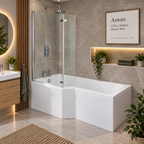 Aswan 1700 × 700mm Shower Bath with Screen & Panels – Left or Right Hand