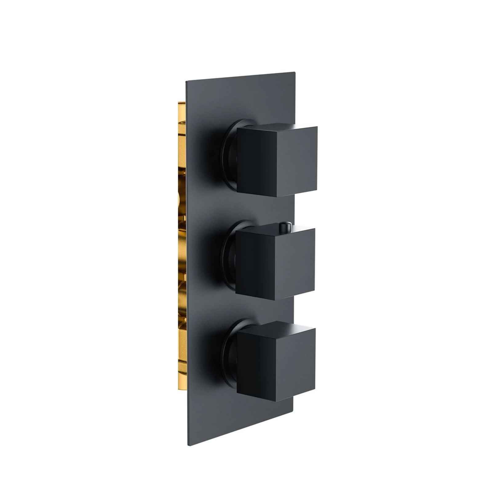 Bedgebury Square Triple Outlet - Three Controls - Concealed Thermostatic Valve - Matt Black