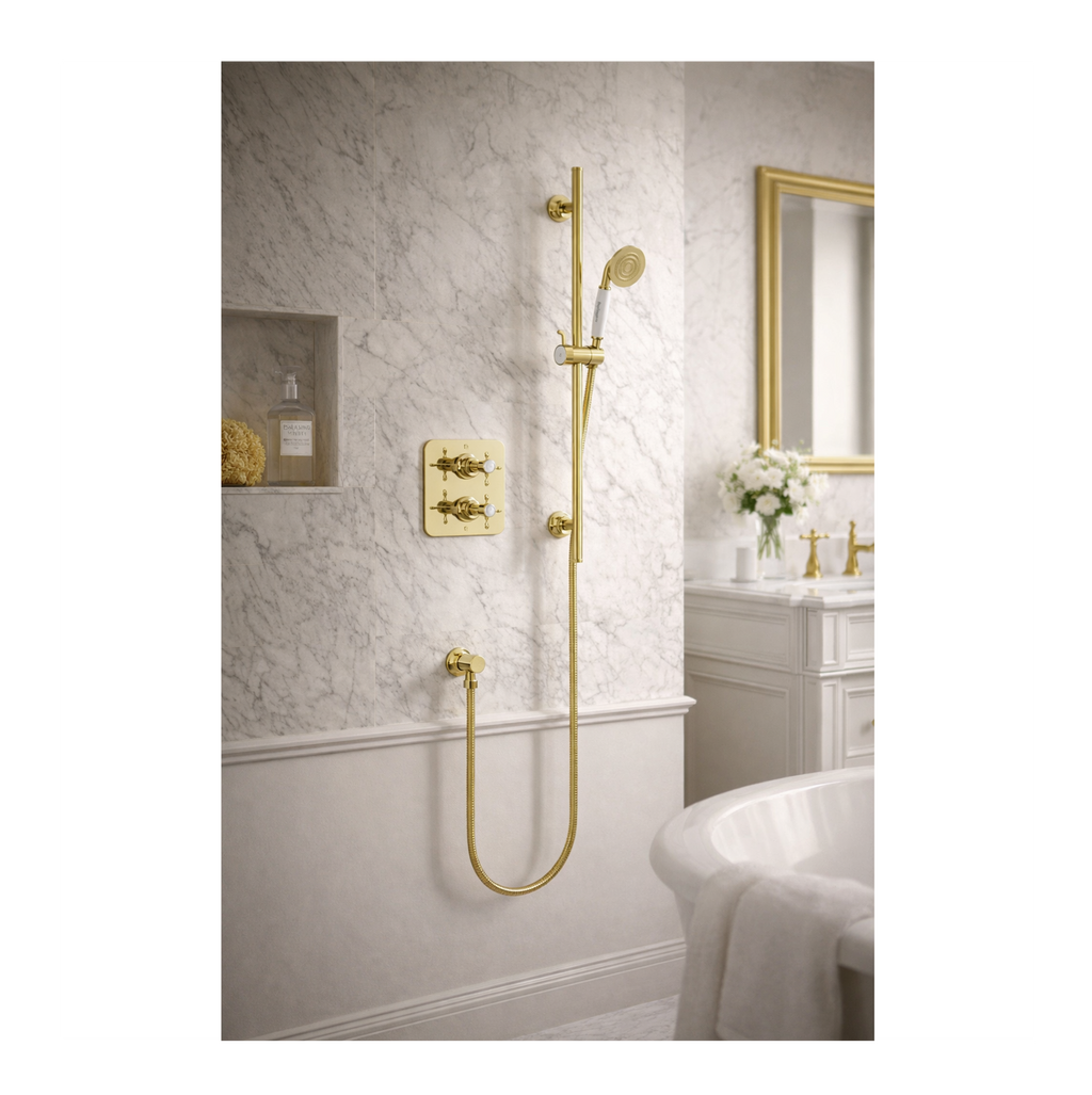 Burlington Guild Square Thermostatic Concealed Shower Set 1 - Gold