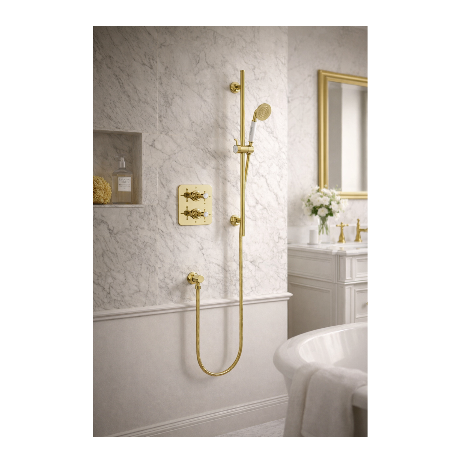 Burlington Guild Square Thermostatic Concealed Shower Set 1 - Gold
