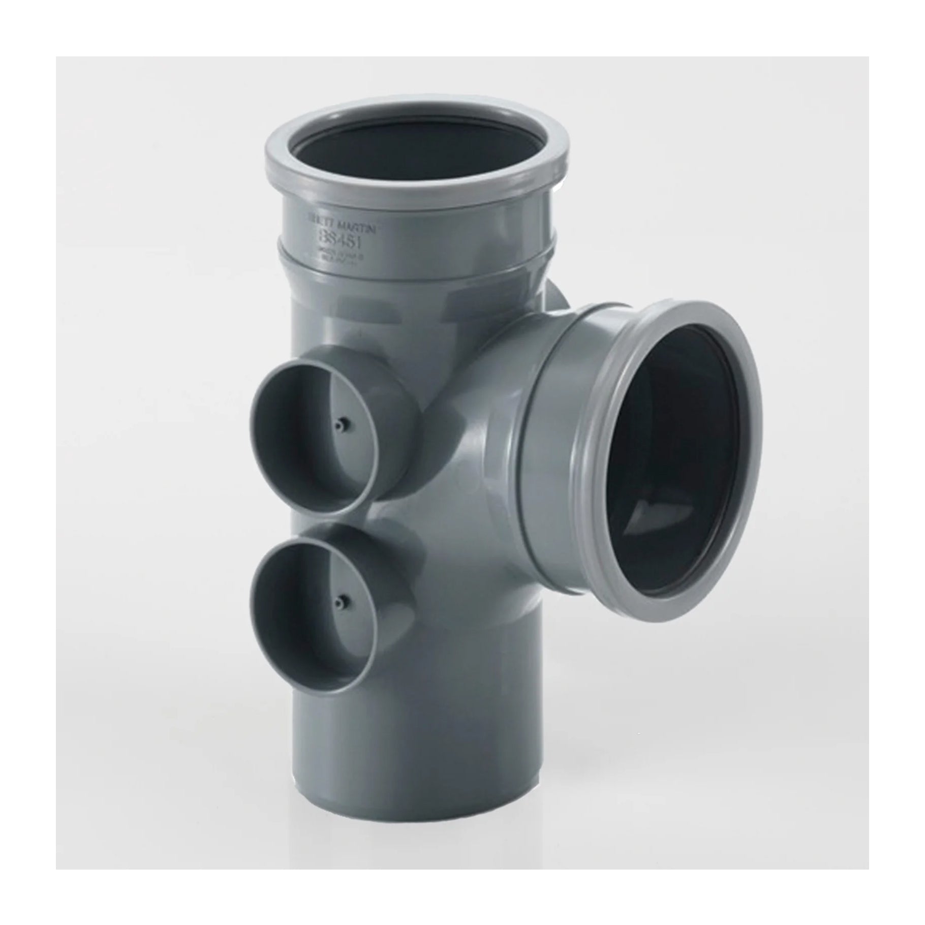 92.5 Deg Double Socket Branch With 4 Bosses Grey