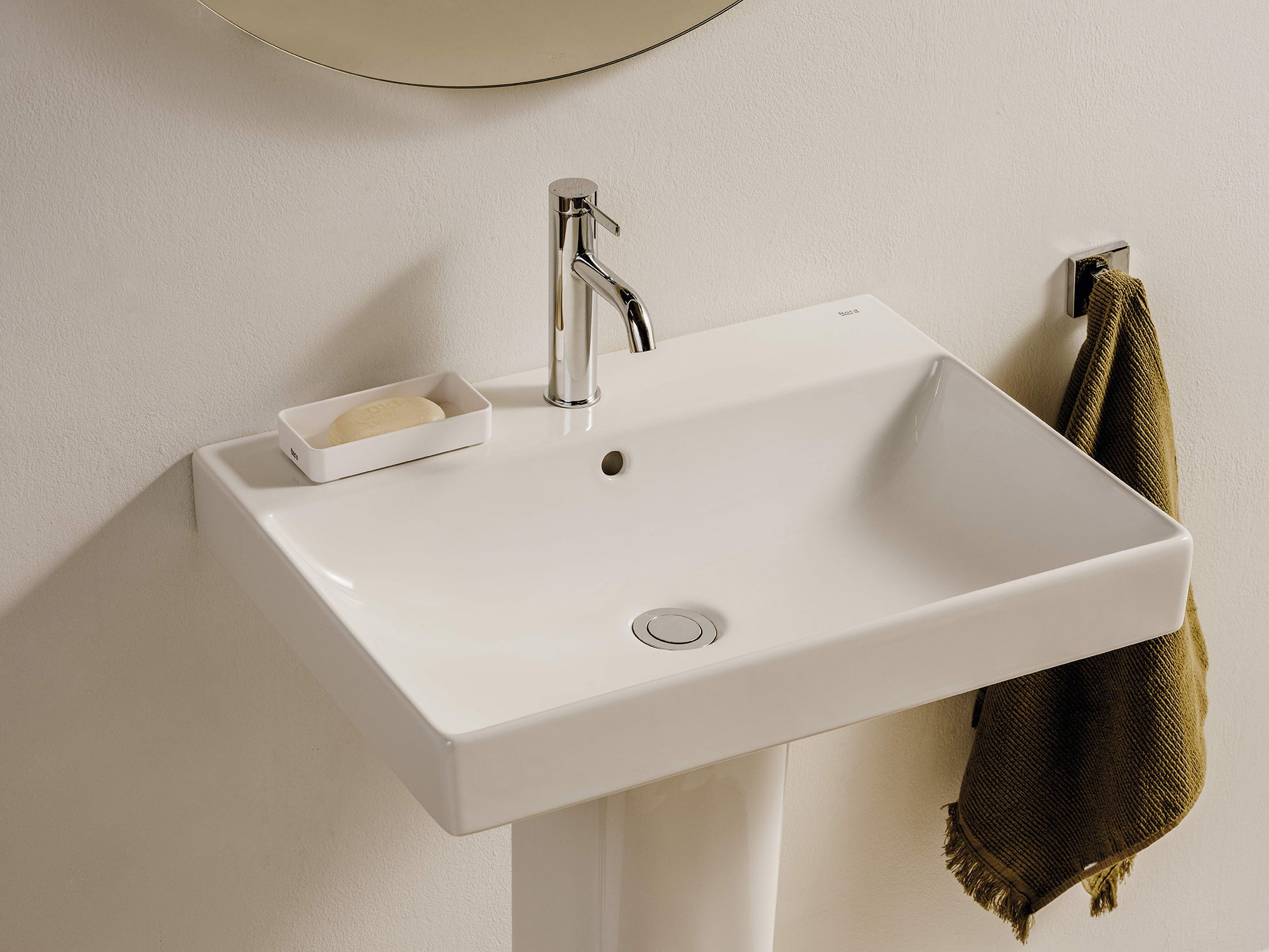 Roca Ona Basin Mixer Smooth Body with Cold Start