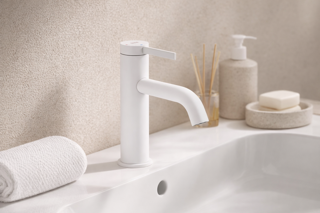 Roca Ona Basin Mixer Smooth Body with Cold Start