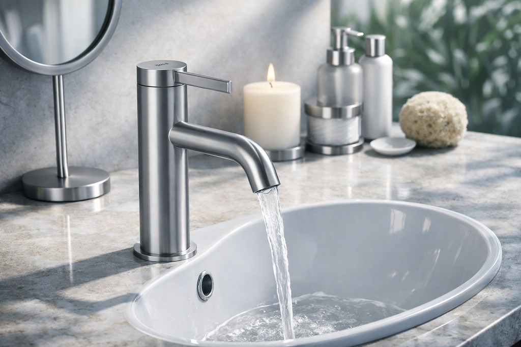 Roca Ona Basin Mixer Smooth Body with Cold Start