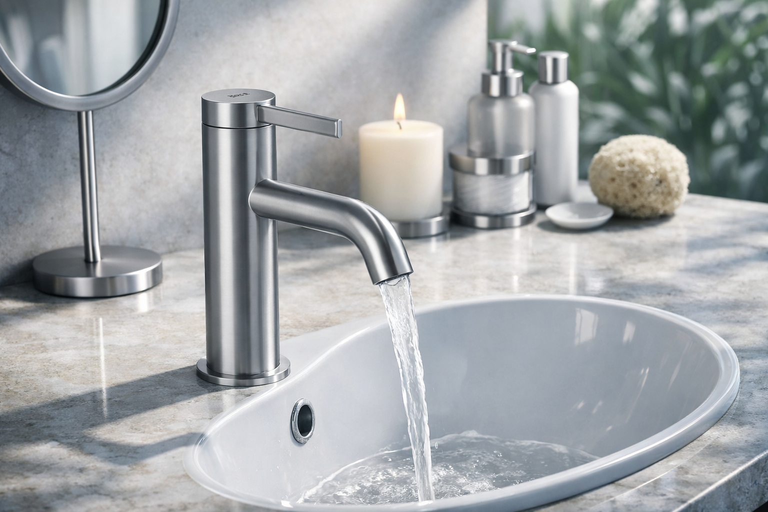 Roca Ona Basin Mixer Smooth Body with Cold Start