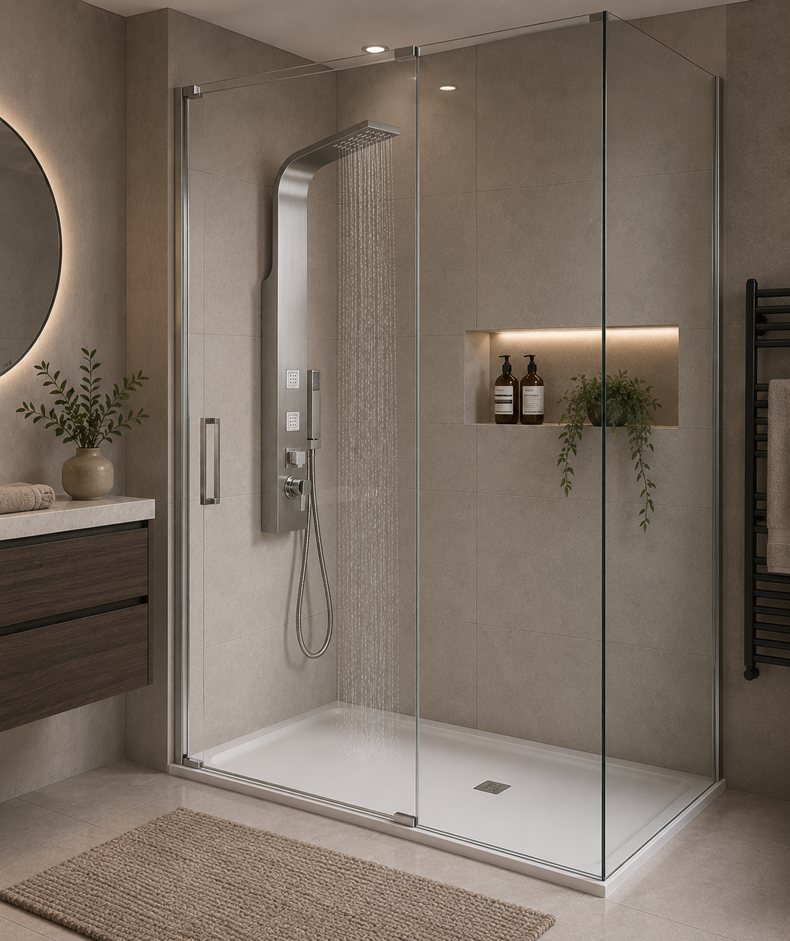 Brescia Brushed Steel Shower Column