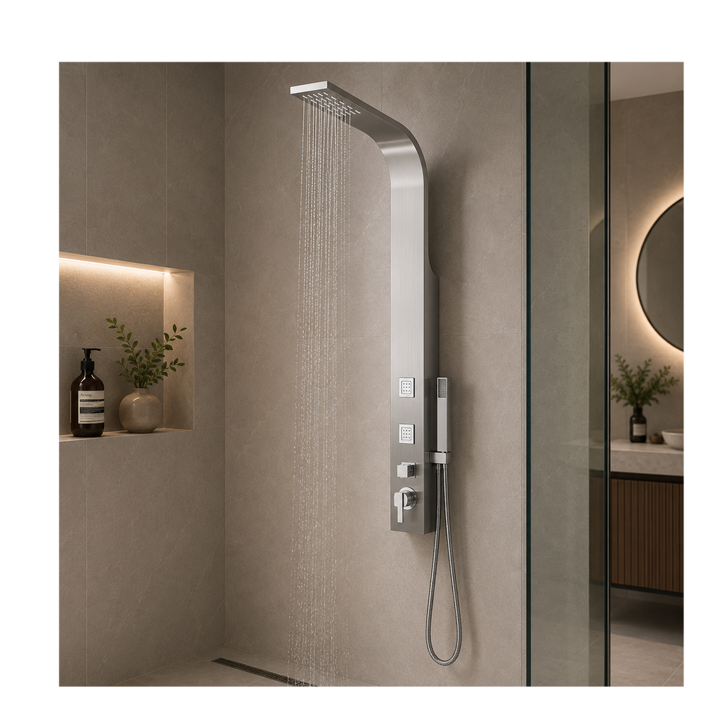 Brescia Brushed Steel Shower Column