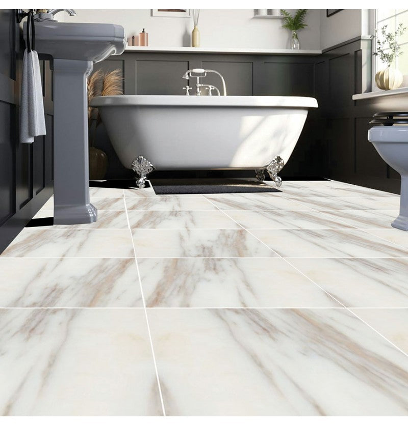 DuraFloor Carrara White Marble Rigid Click Luxury Vinyl Tile Flooring – 1.86m² Pack