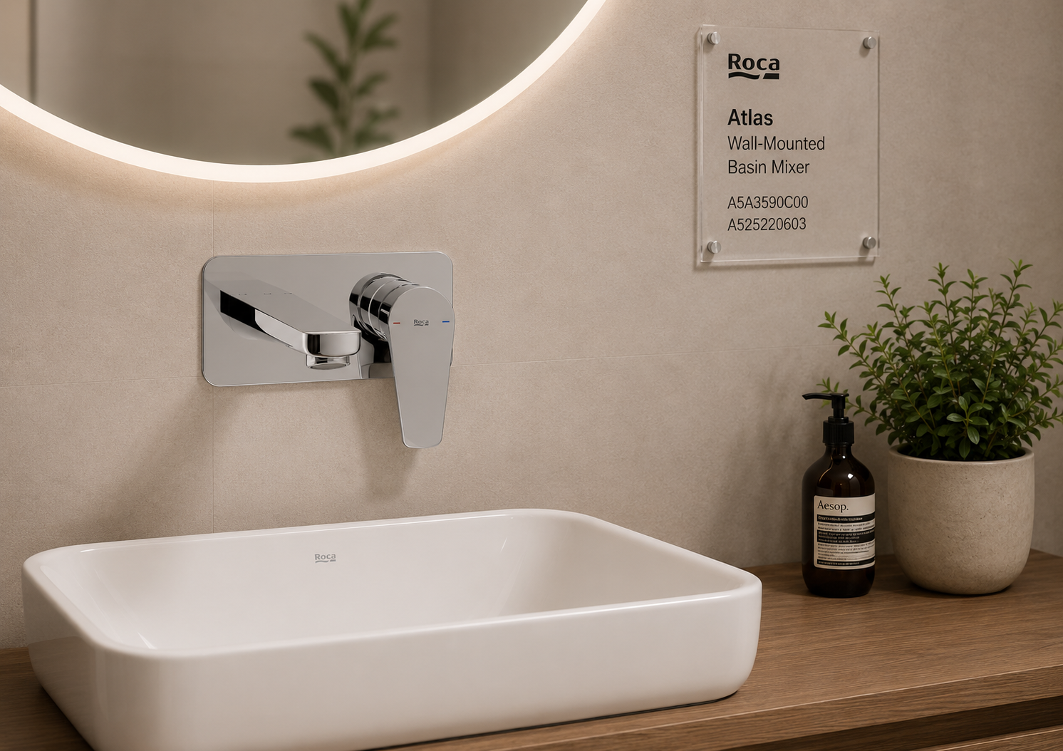 Roca Atlas Wall-Mounted Basin Mixer
