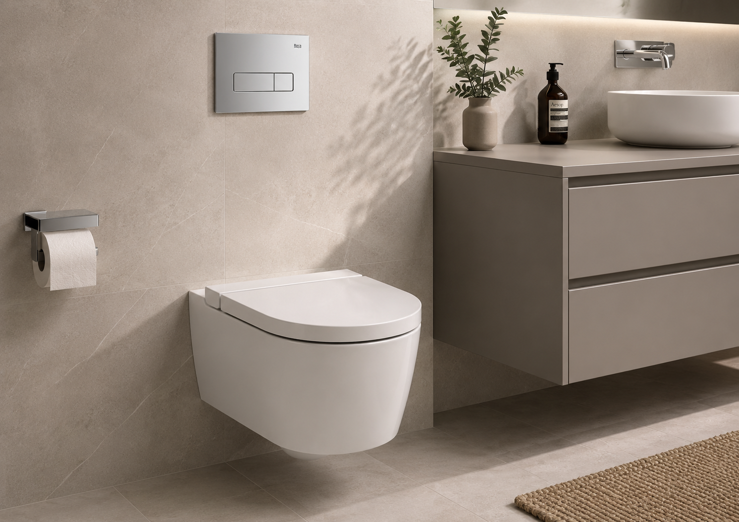 Roca Inspira Round Rimless Wall Hung Pan