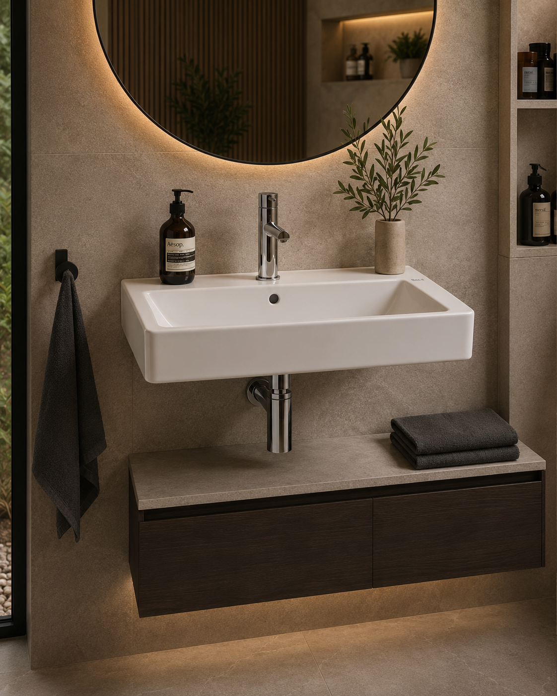 Roca Ona Compact 500 x 360mm 1 Tap Hole Basin