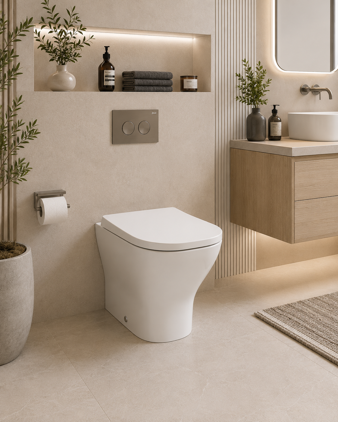 Roca Floor Standing Back to Wall Toilet with Roca Rimless® Vortex