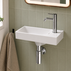Roca Ona Compact Right Hand 450 x 260mm 1 Tap Hole Basin - Gloss White