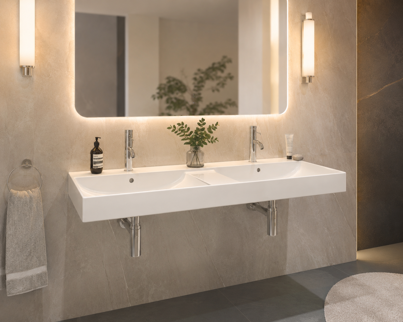 Roca Ona 1200 x 460mm Double Basin