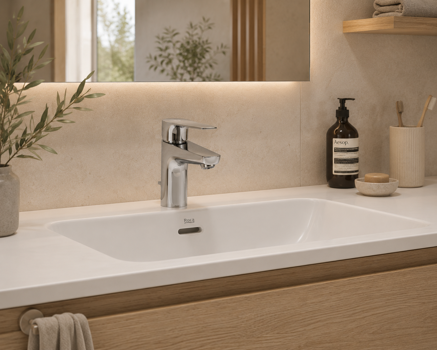 Roca Atlas Basin Mixer with Cold Start