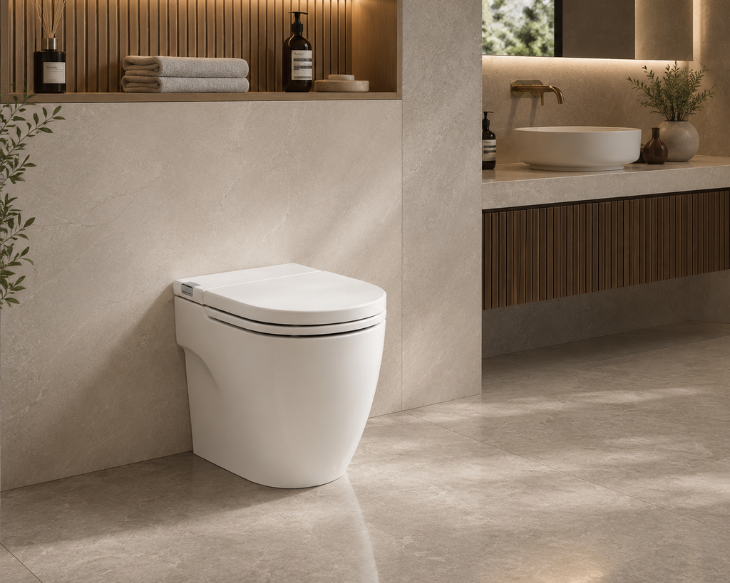 Roca IN-TANK - Floor Standing Back-to-Wall Toilet with Integrated Cistern.