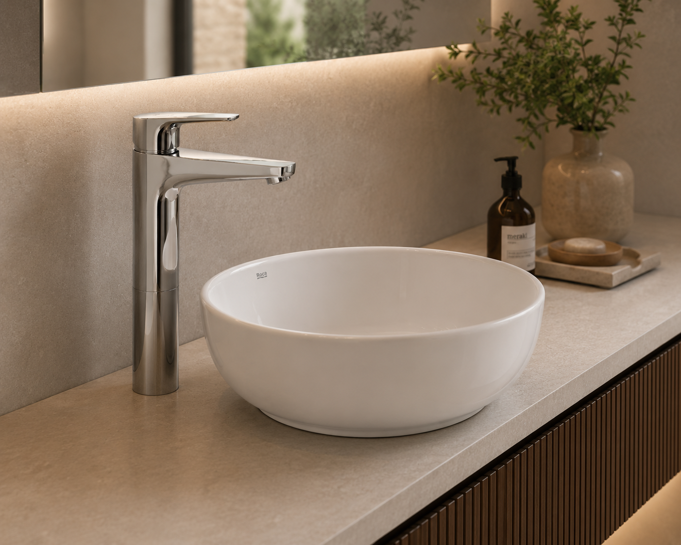 Roca Atlas Extended Basin Mixer with Smooth Body