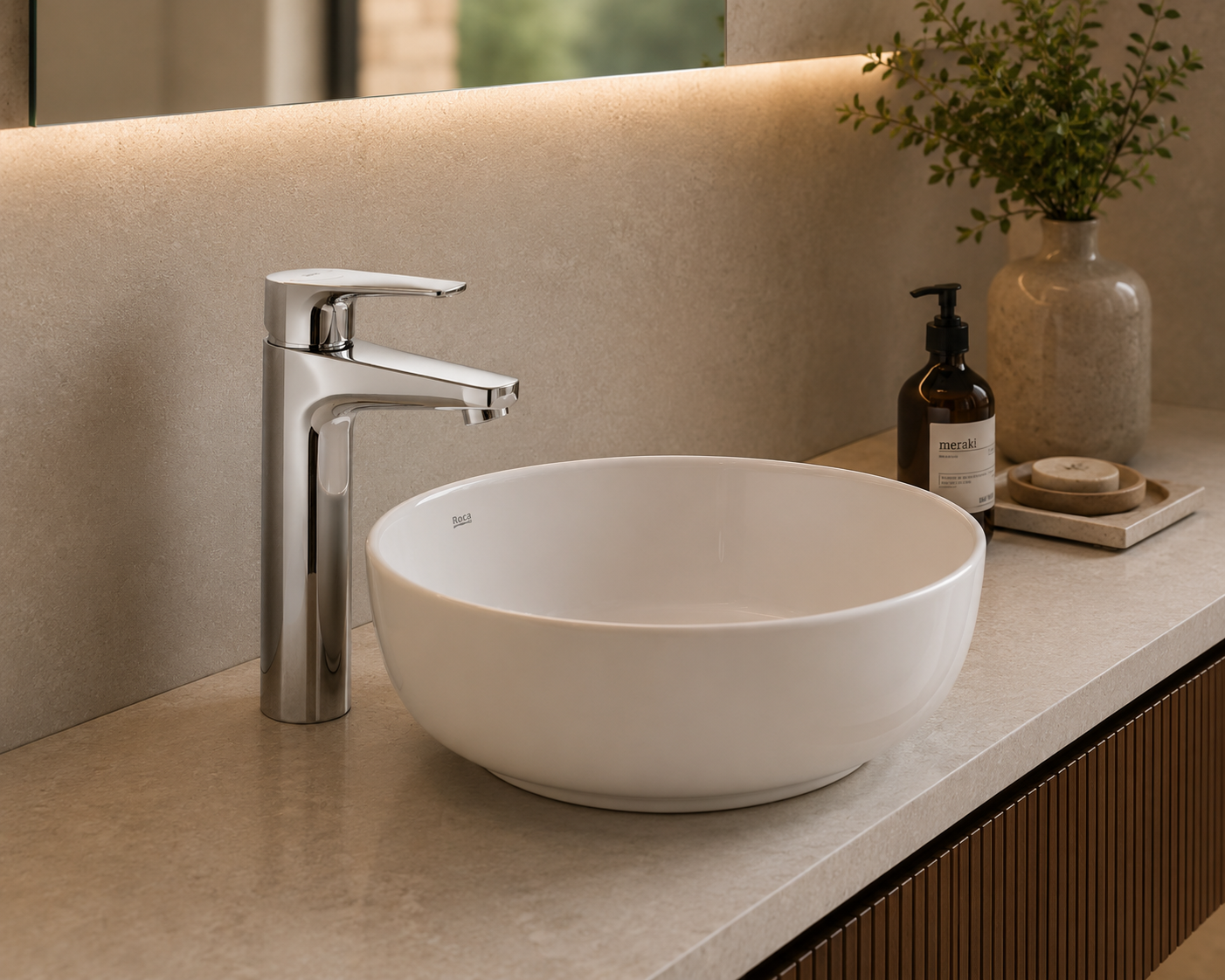 Roca Atlas Medium Height Basin Mixer with Smooth Body