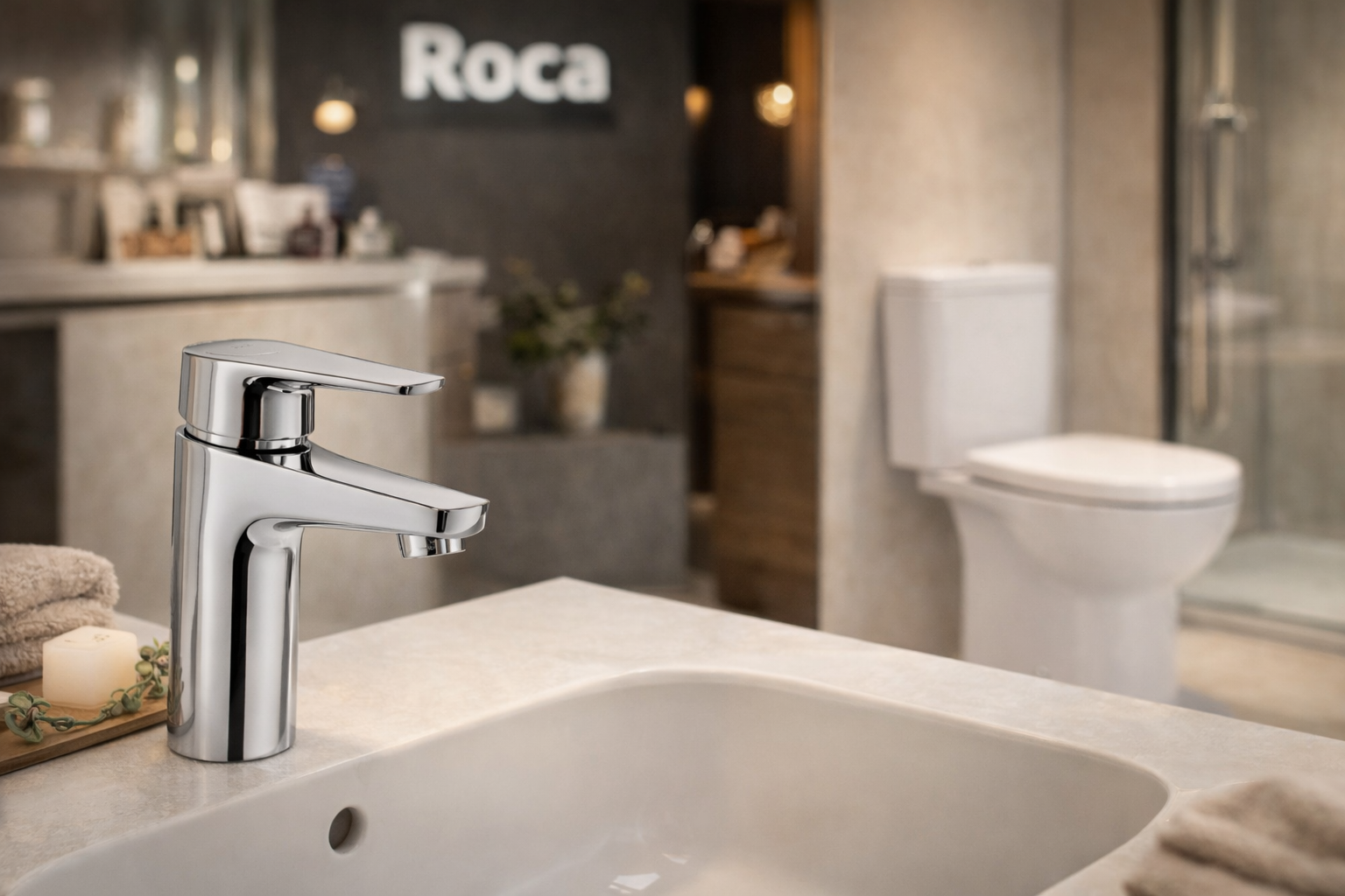 Roca Atlas Basin Mixer with Smooth Body