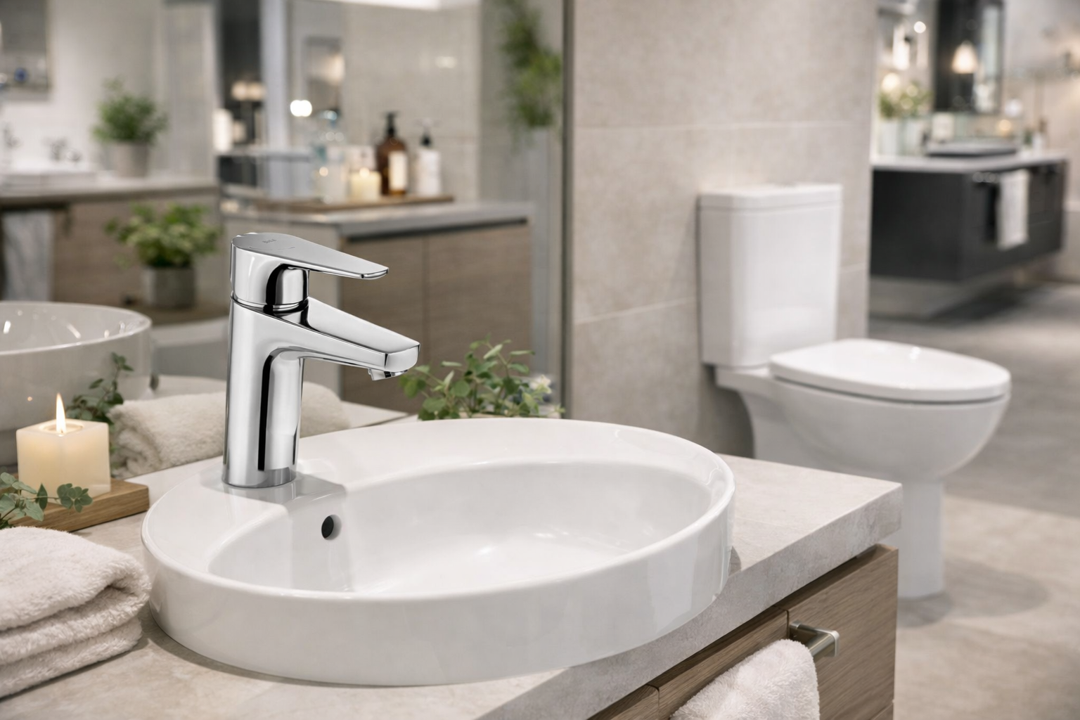 Roca Atlas Basin Mixer with Smooth Body