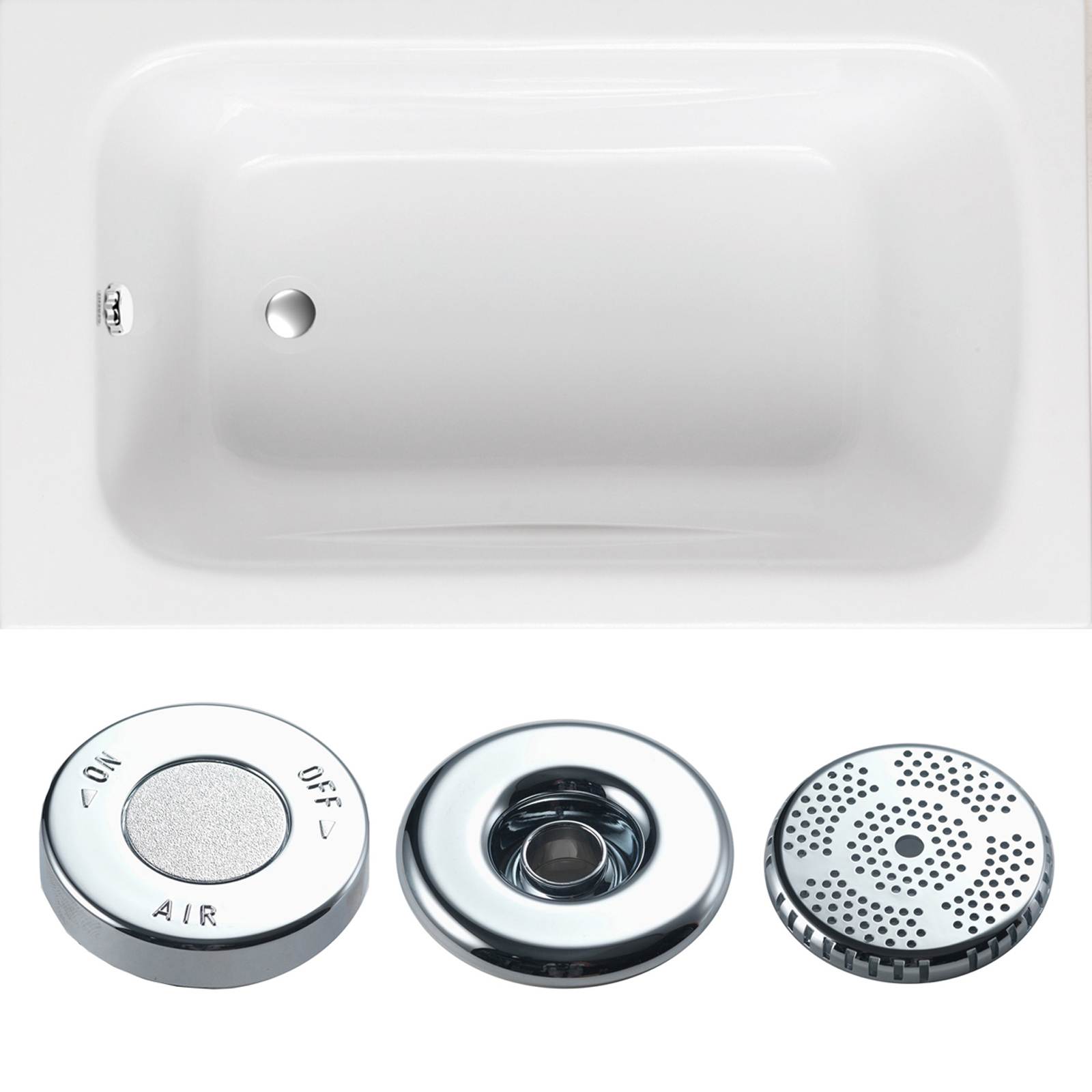 Dakota 1200 x 700mm Bath - Whirlpool Option 1