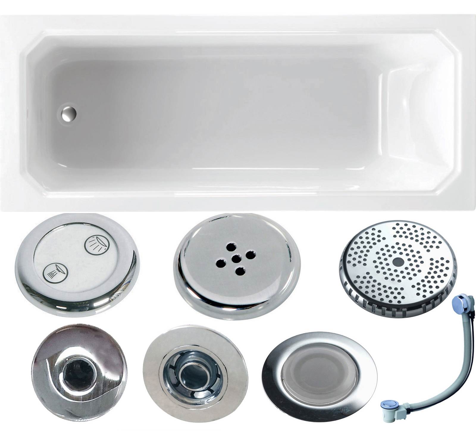 Deco 1700 x 700mm Single Ended Whirlpool Bath - Option 6