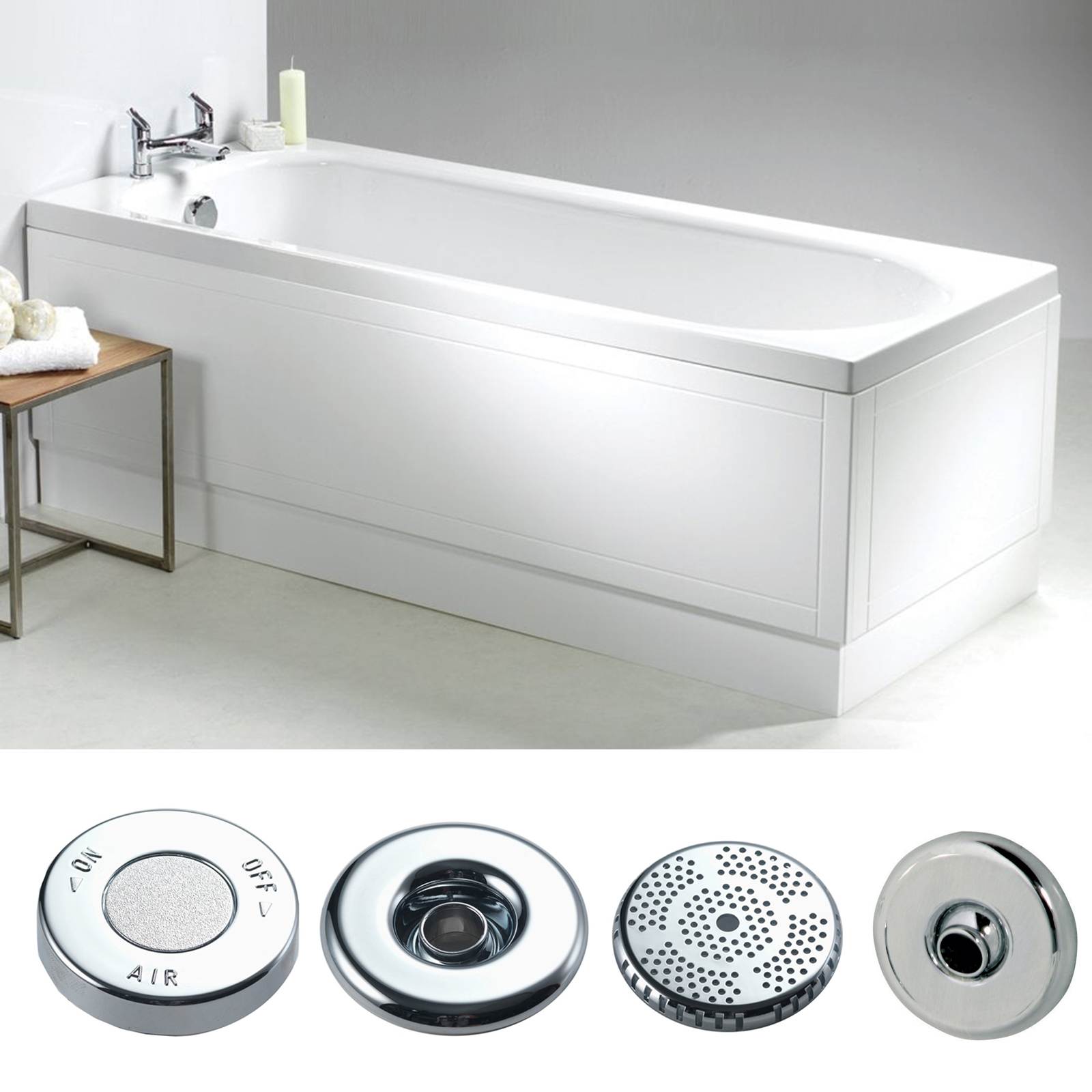 Ebony 1700 x 700mm Bath - Whirlpool Option 2