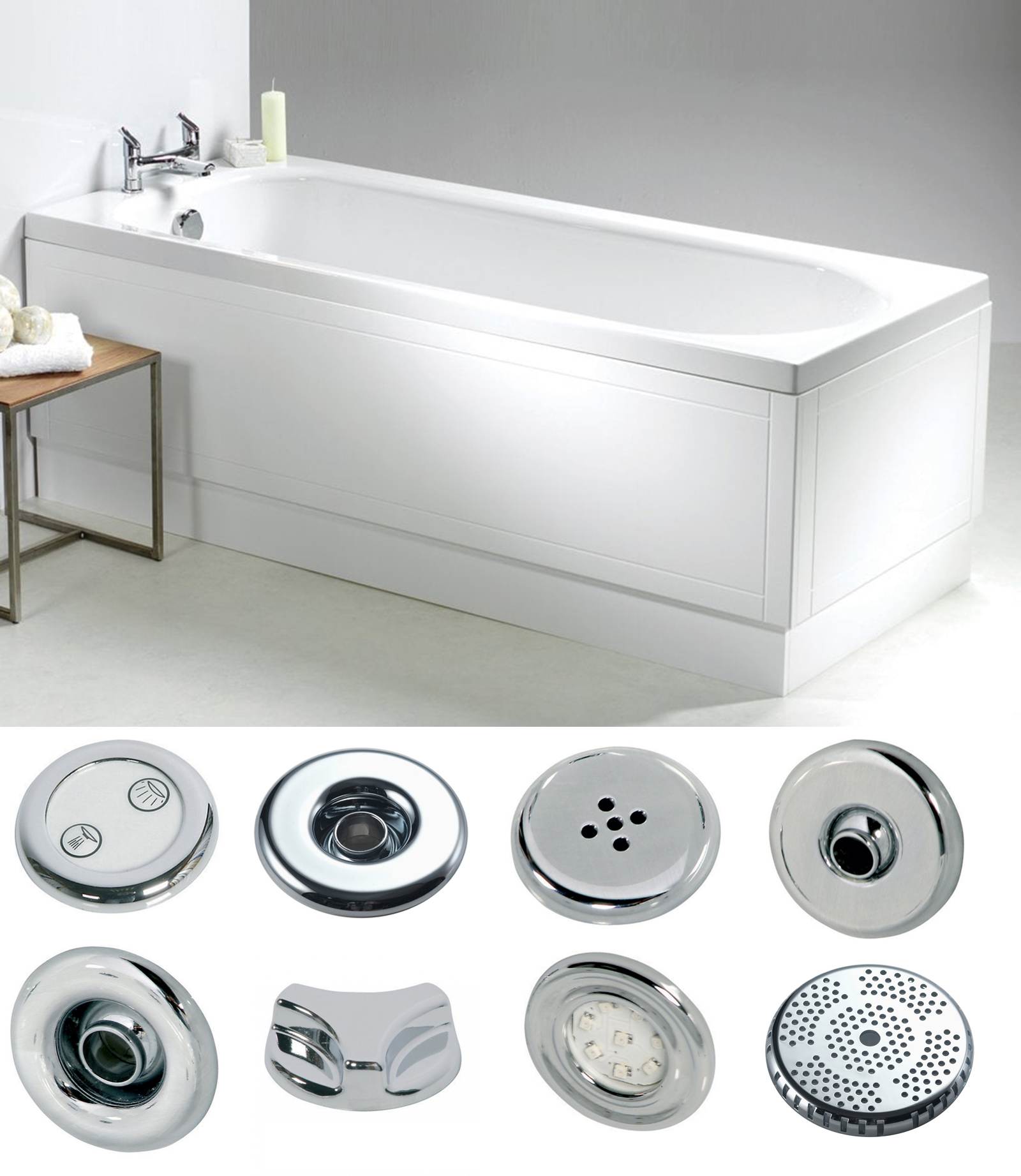 Ebony 1700 x 700mm Bath - Whirlpool Option 3