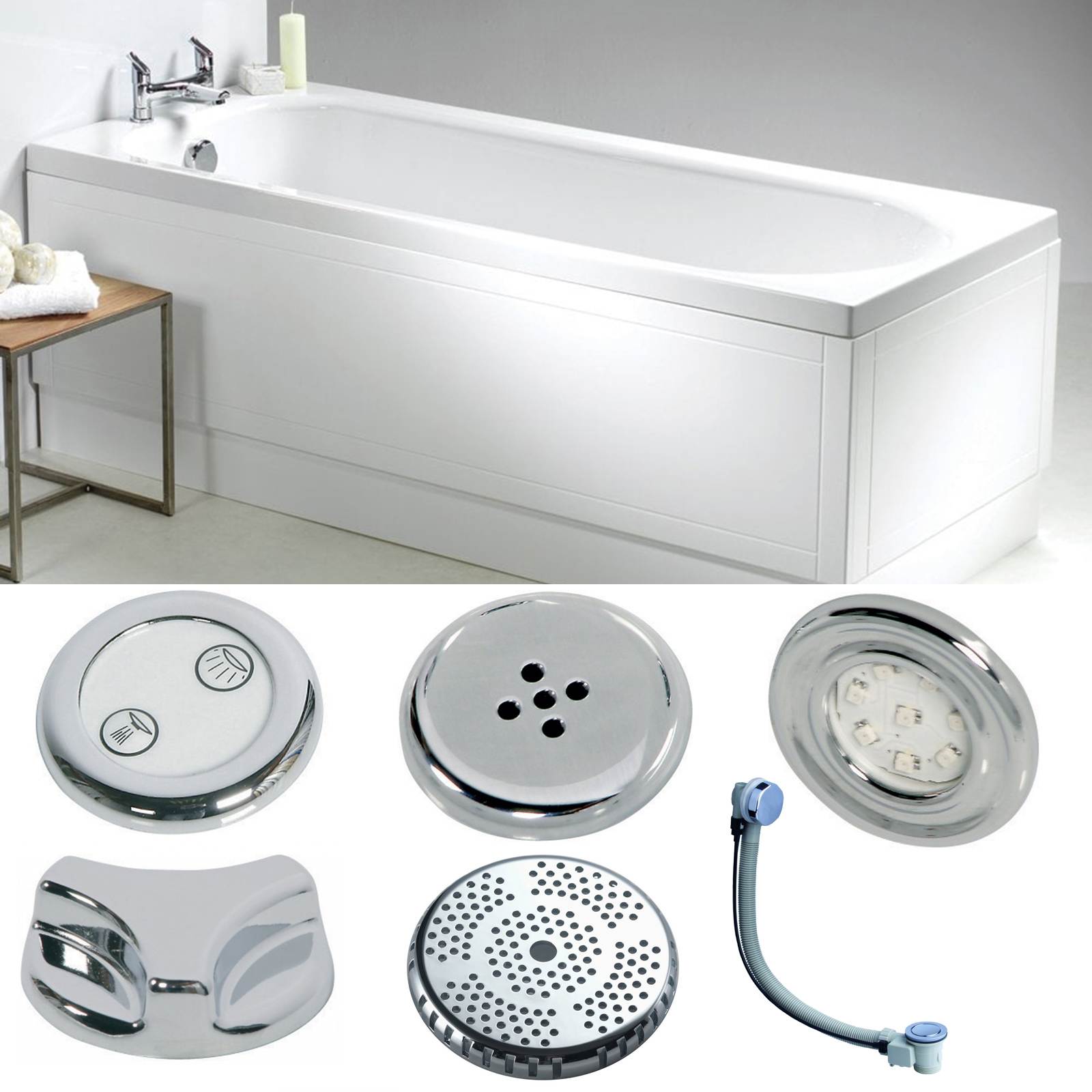 Ebony 1700 x 700mm Bath - Whirlpool Option 6
