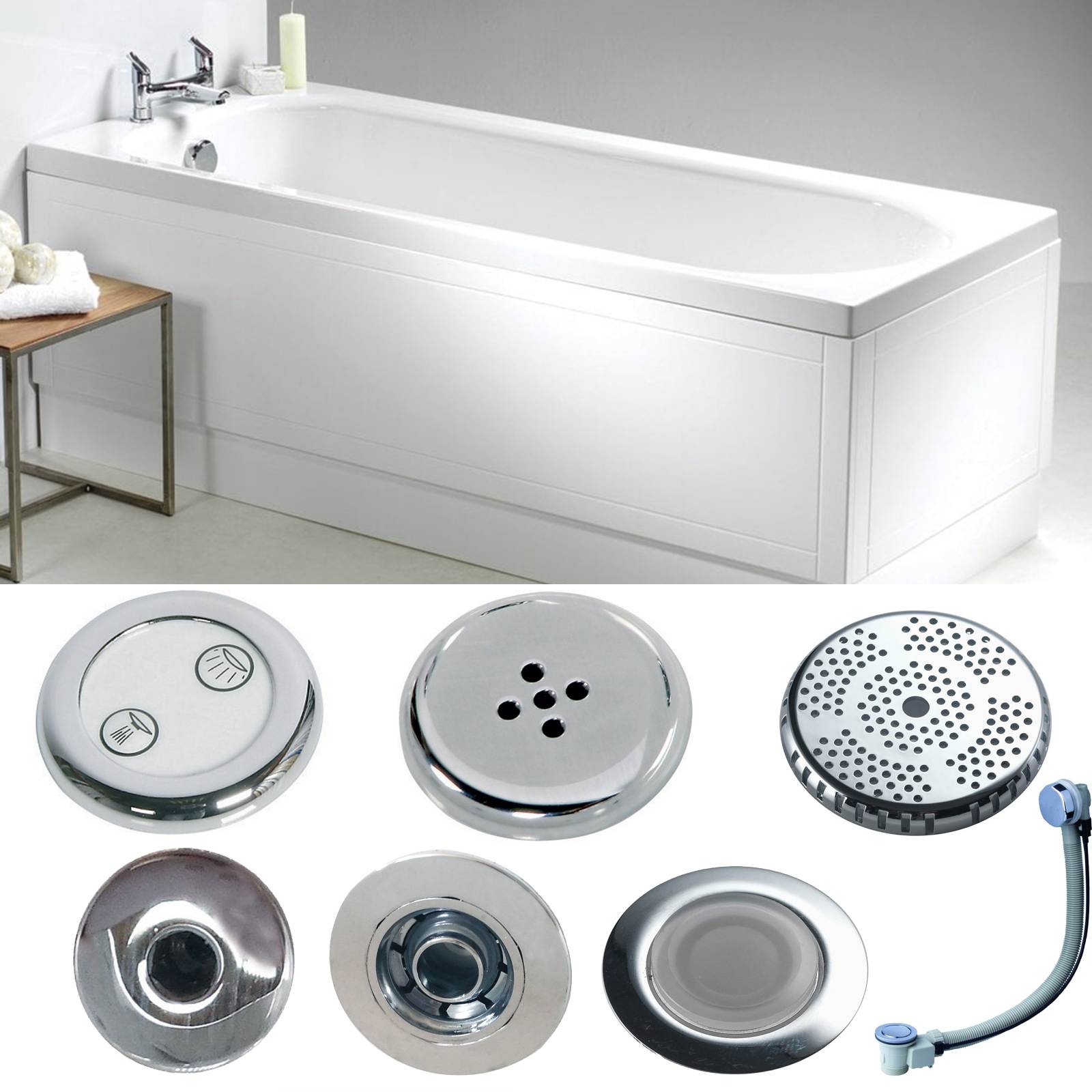 Ebony 1700 x 700mm Bath - Whirlpool Option 6