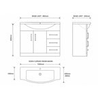 Eden 1000mm Base Unit & Curved Basin