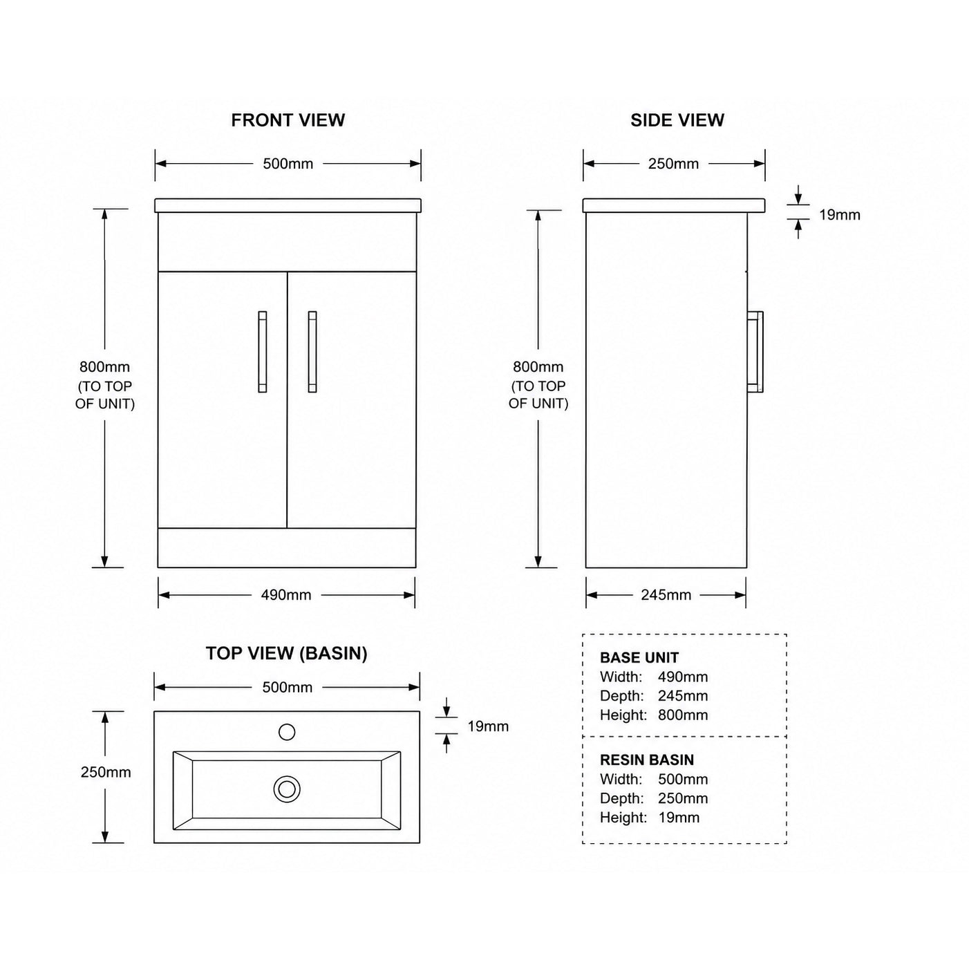 Eden 50 Slimline Vanity Unit & Basin - White