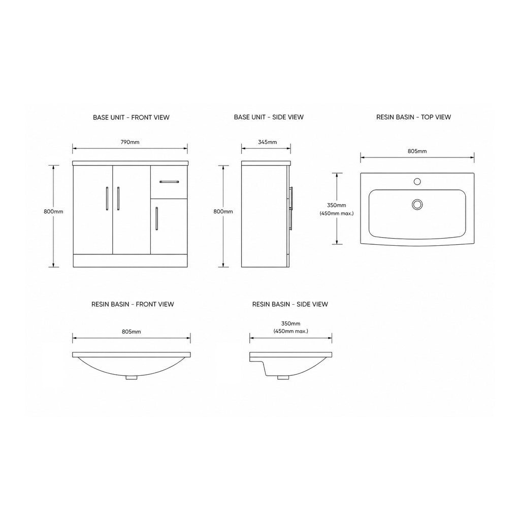 Eden 800mm Base Unit & Basin